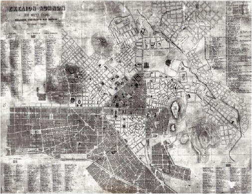 Plan d’Athènes de 1892. Editions Pallis & Kodzias. A l’échelle 1 : 6.000
