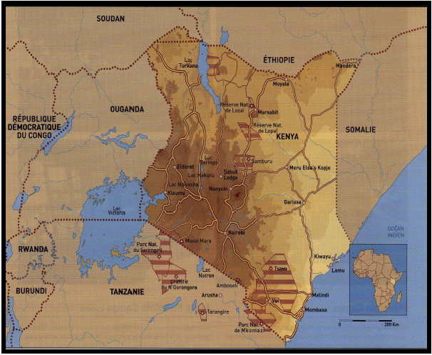 Carte 1 : Le Kenya en Afrique
