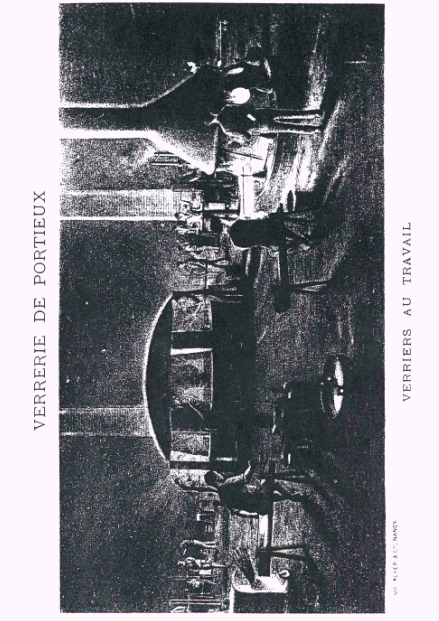 Figure 7 : Verrerie de Portieux ; verriers au travail vers 1840-gravure