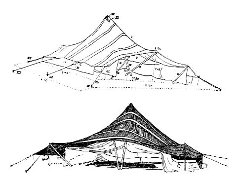 Fig. 5 : Deux vues d’une tente dans le Sahara occidental.  