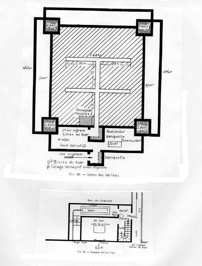 Fig. 32 : L’Ighram de yt ‘A : plan du village et de la mosquée