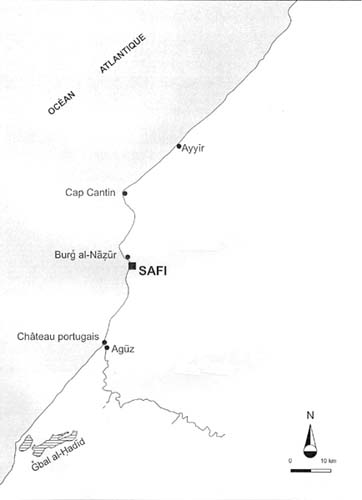 Fig. 81 : Carte des principaux sites côtiers de la région de Safi.  
