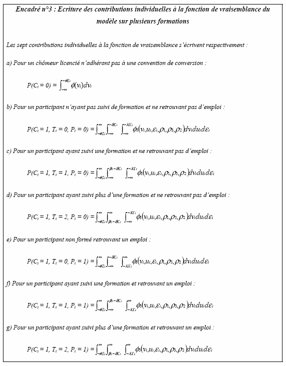 Encadré n°3 : Ecriture des contributions individuelles à la fonction de vraisemblance du modèle sur plusieurs formations