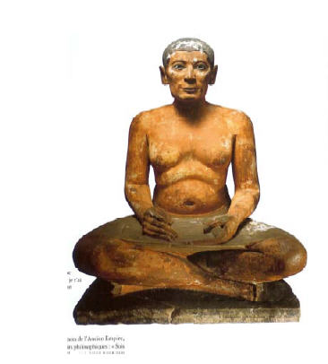 Fig. 13. Scribe accroupi. Saqqara. Ancien empire. Vème dynastie. (Musée du Louvre).