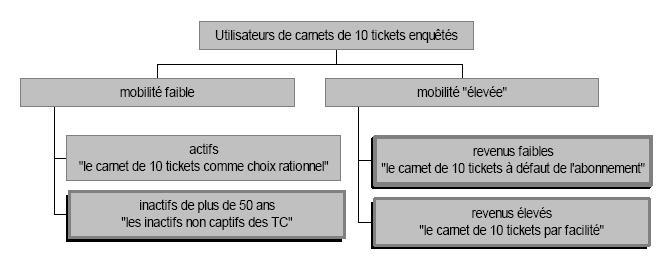 Graphique 51 : Mise en évidence des variables déterminantes dans la caractérisation des profils des utilisateurs de carnets de 10 tickets