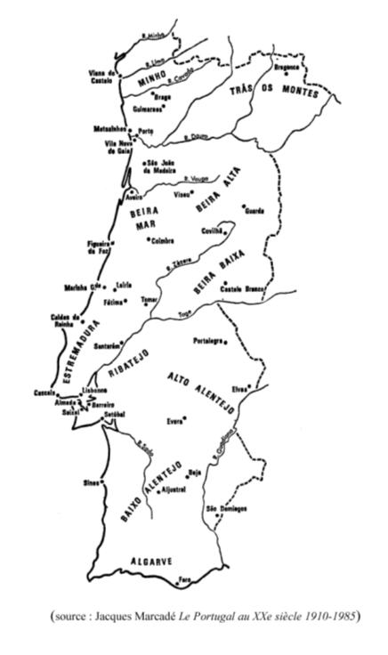 Carte de situation nº4 : Villes et provinces du Portugal