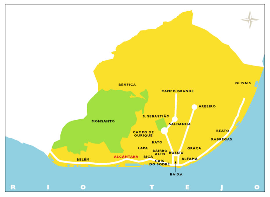 Carte de situation nº2 : Les quartiers et les sites de Lisbonne