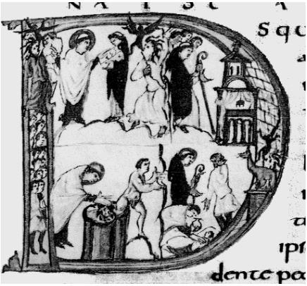 Planche 28 : Arnoul, Sacramentaire de Drogon (IXe s), Paris, Bibliothèque Nationale, ms. lat. 9428, fol. 91r.