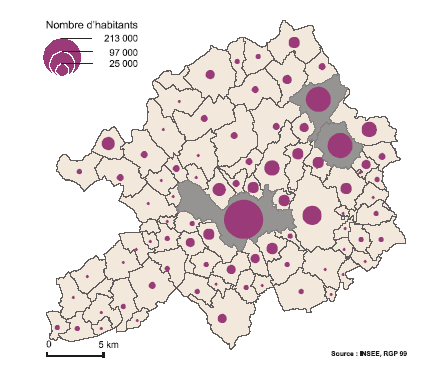 Figure 14- La population dans la communauté urbaine de Lille en 1999