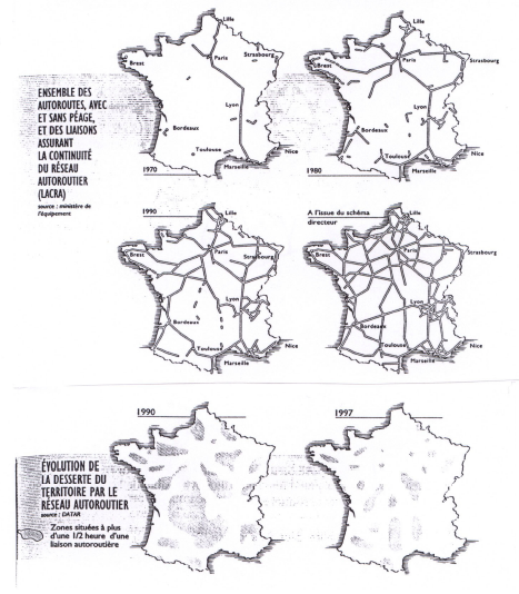 Figure 31 - Évolution du réseau autoroutier français depuis 1970