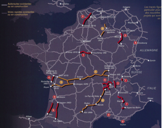 Figure 32 - Les projets d’infrastructures routières arrêtés en 2003 pour la France de 2025