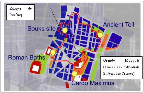 Figure 20. Localisation des vestiges et monuments médiévaux et arabes  