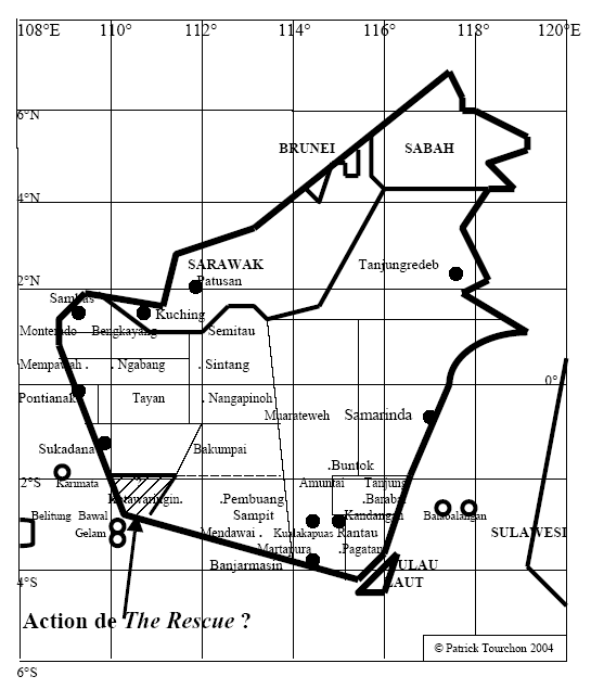 Figure 1 : Divisions au Kalimantan en 1889 Carte dressée d’après les indications du Dr. Theodor Posewitz sur le « Holländisch-Borneo » (Posewitz 1889, pp.2-4)
