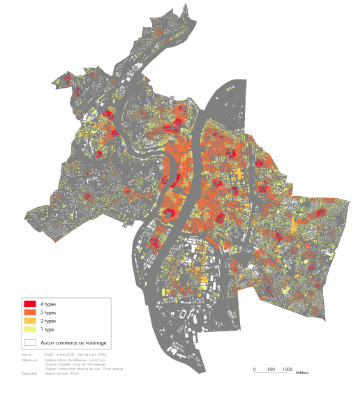 Carte IV-18 : diversité des commerces et services de proximité au voisinage des bâtiments