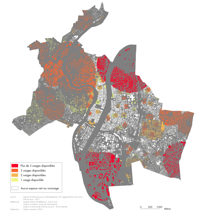 Carte IV-34 : la diversité des usages des espaces verts
