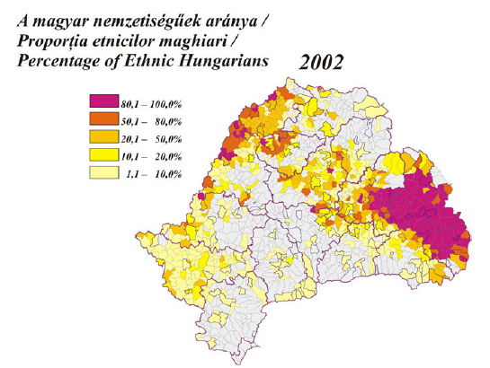 Distribution de la population hongroise en Transylvanie