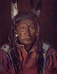 Starblanket, chef Cree et homme-médecine. Pastel sur papier, Edmund Montague Morris, 1910, 63.8x50cm, Mackenzie Art Gallery, Regina Sk.