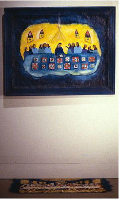 « The Last Bingo », acrylique sur toile, piquants de porc-épic, pièces de coton, Sheila Orr, 2002.