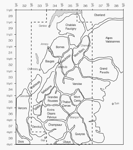 Figure 1 : Zone géographique couverte par le corpus de cartes.
