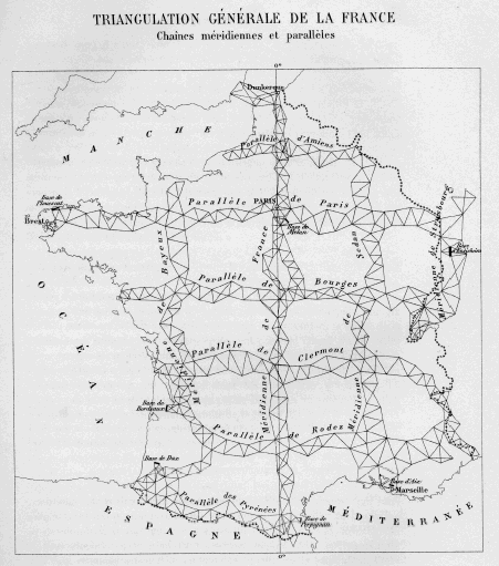 Figure 3 : Carte de la triangulation des ingénieurs géographes.
