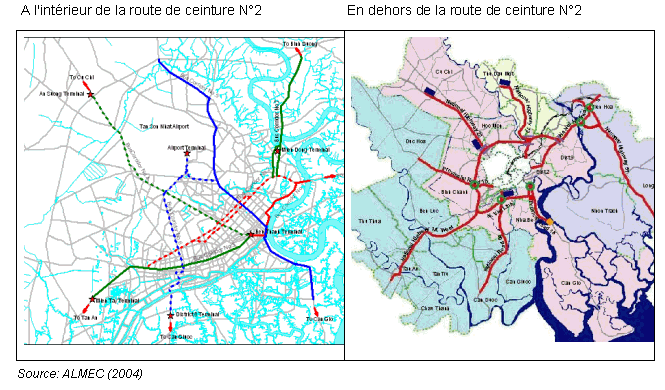 Illustration 18 : Localisations des couloirs de bus rapide proposés pour HCMV