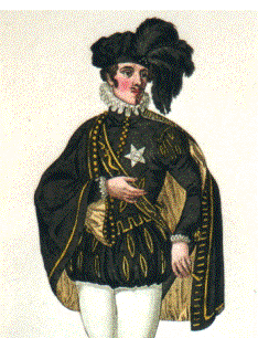 Le roi de France en tenue ordinaire dans la tragédie La Pucelle d'Orléans. (Détail). 