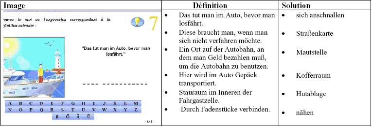 Figure 58 : exercice de recherche d'unités lexicales (cédérom "Tell me more")