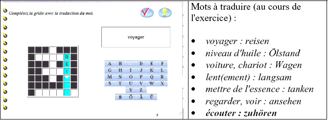 Figure 59 : exercice "mots croisés" (cédérom "Tell me more")
