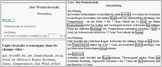 Figure 44 : exercice à trous "Der Wetterbericht"