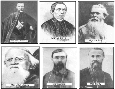 Photo 3: Les différents vicaires apostoliques du Gabon de 1847 à 1945