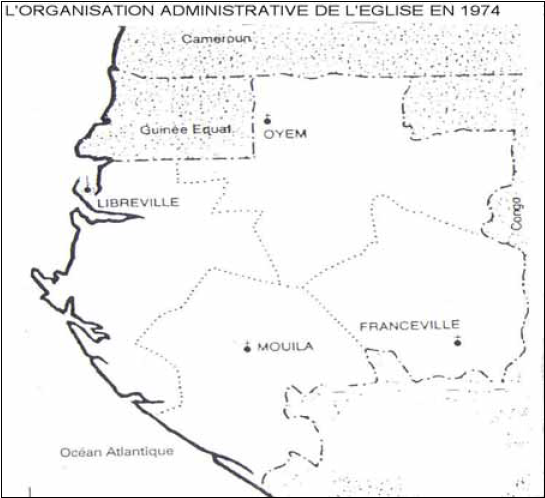 Carte 9: L'organisation administrative de l'Eglise en 1974