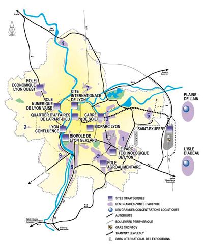 Carte n°7 : Le dispositif d’accueil et d’animation économique territorialisé du Grand Lyon