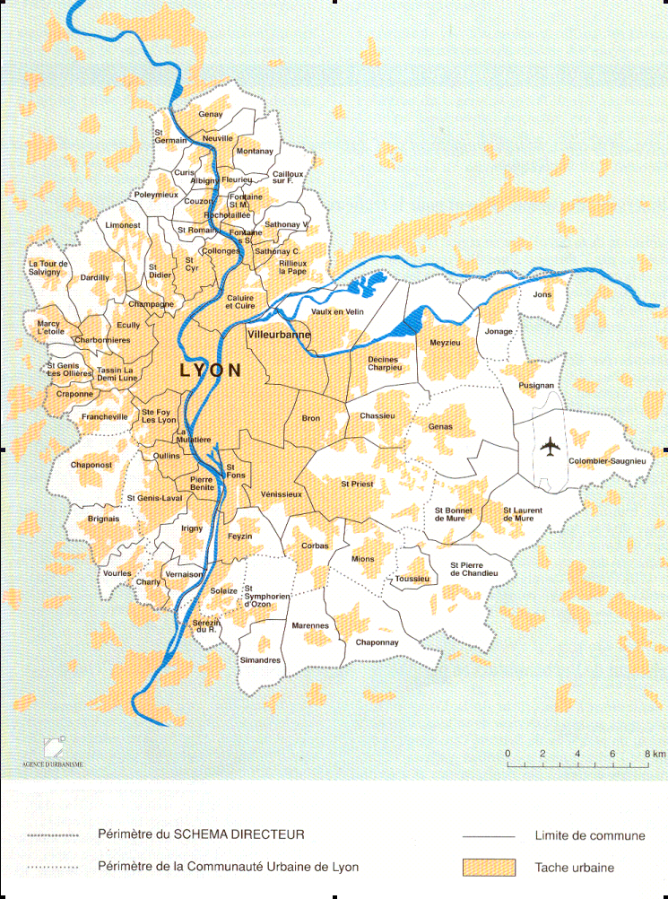 Carte n°1 : Le périmètre du Schéma Directeur de l’agglomération lyonnaise