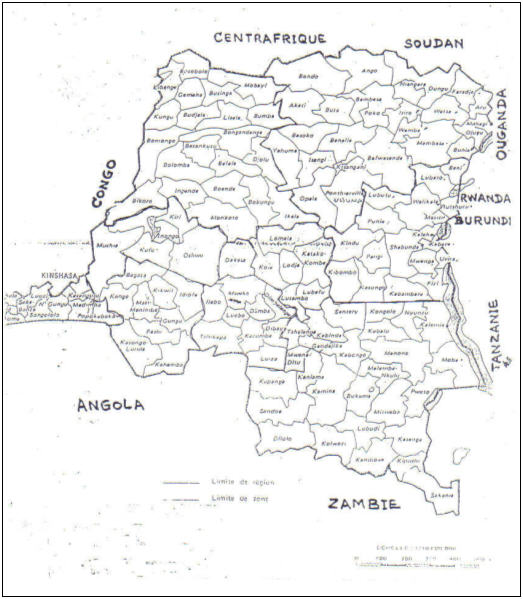 Carte n° 5 : Carte des zones du Congo (RDC)