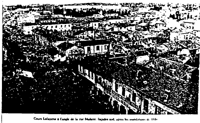 Cours Lafayette (angle de la rue Molière) après les inondations de 1856