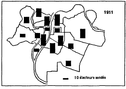 Carte n° 17 : La population électorale en 1911